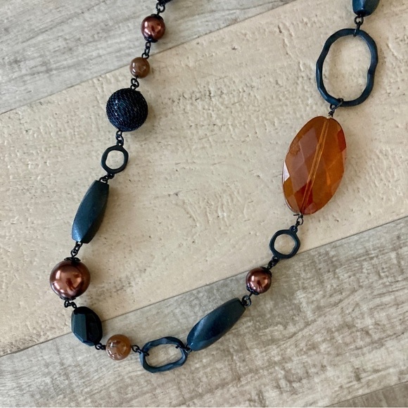 Artisan BEAD and Chain Long Statement Necklace EB - Picture 12 of 12